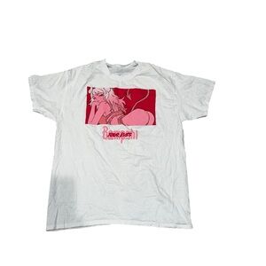 Bampshi Four Eyes Anime graphic t-shirt large L white pink